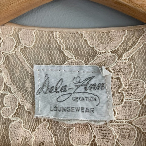 Vintage Dela Ann Loungewear Womens Day Dress Lace Bow Girl Coquette Satin M 422 - Picture 2 of 16